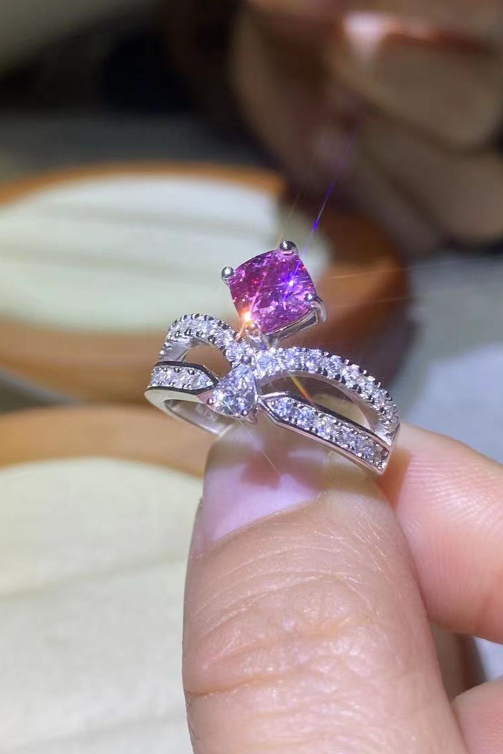 At Your Best 1 Carat Moissanite Ring in Pink for Women