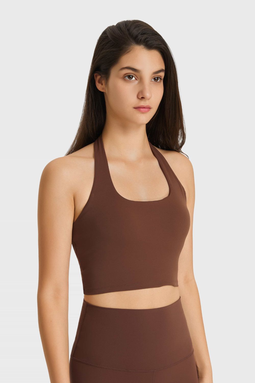 Breathable Halter Neck Sports Bra in Blue for Women