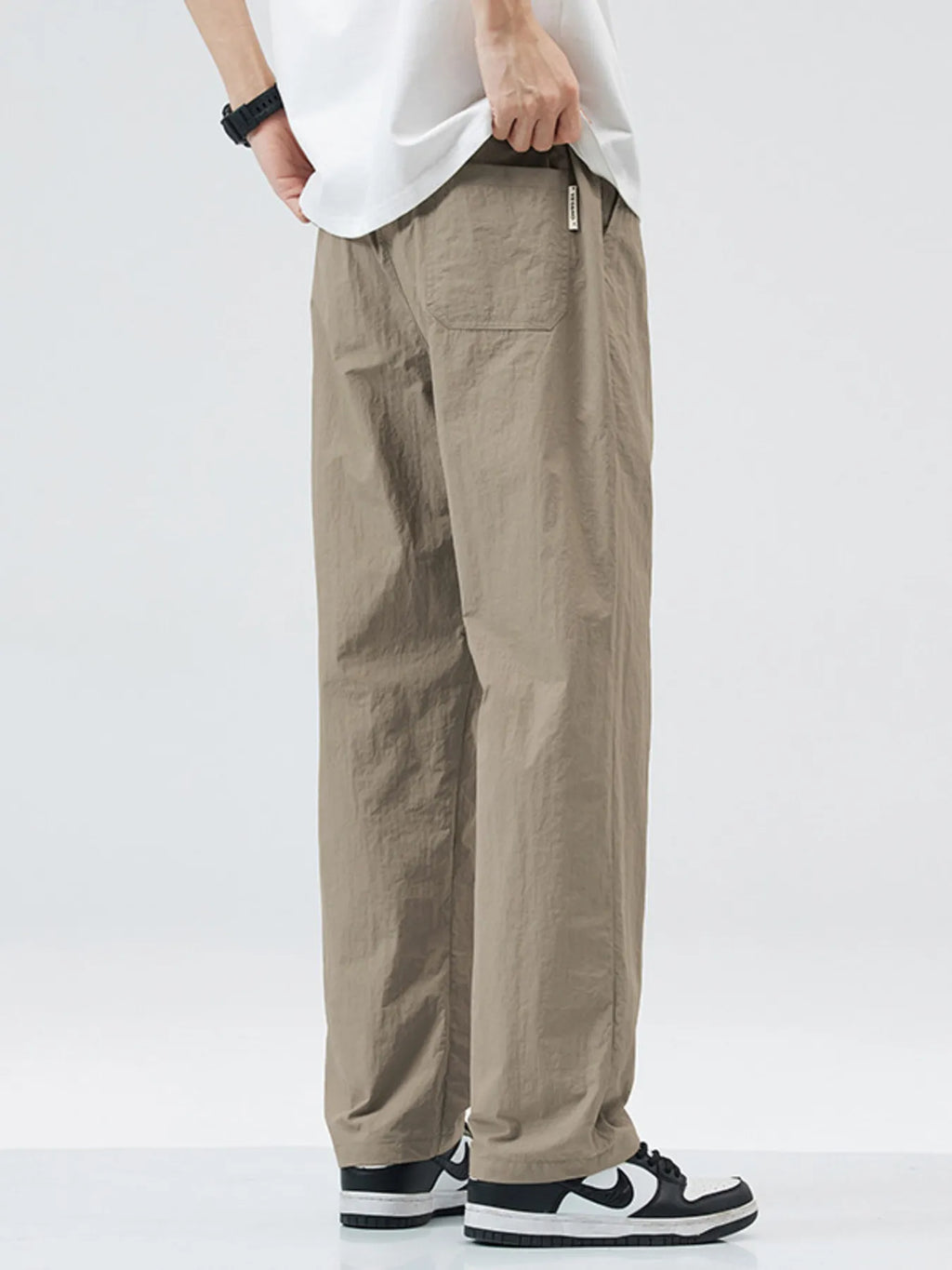 Lightweight Wide Leg Casual Pants Plus Size in Black for Men