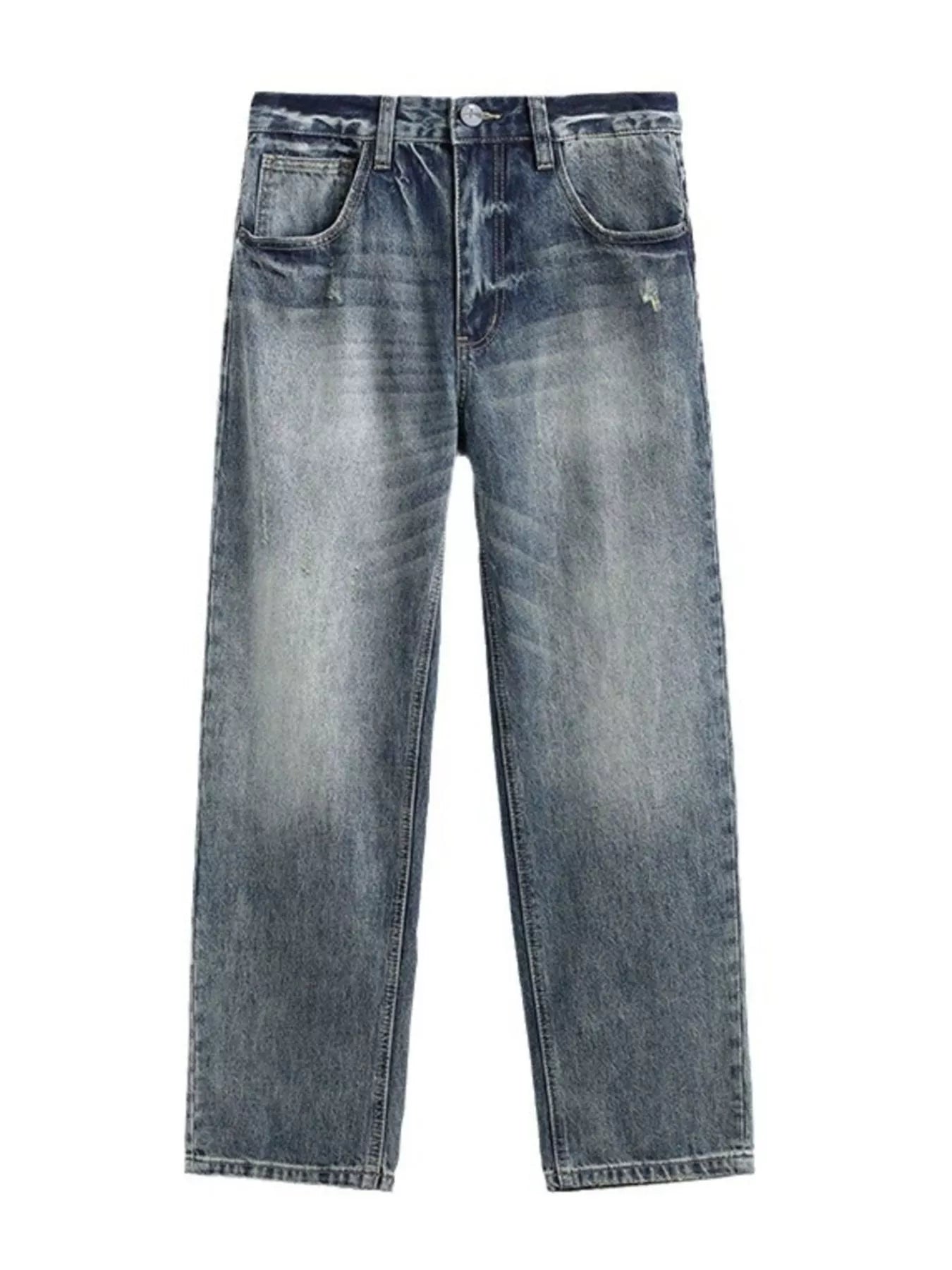 Wash Wide Leg Relaxed Fit Jeans in French Blue for Men