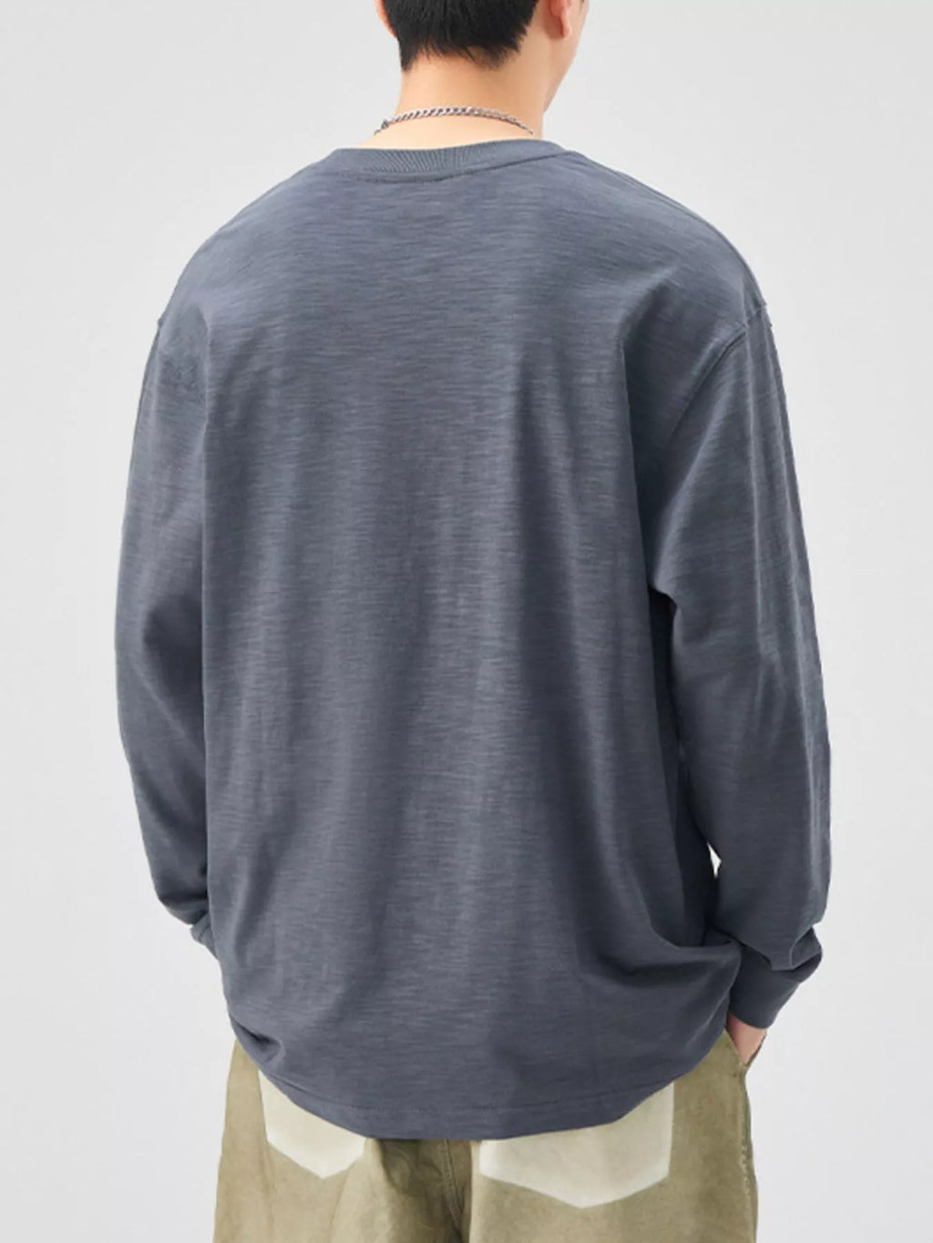 Plus Size Casual Long Sleeve T-Shirt in Black for Men