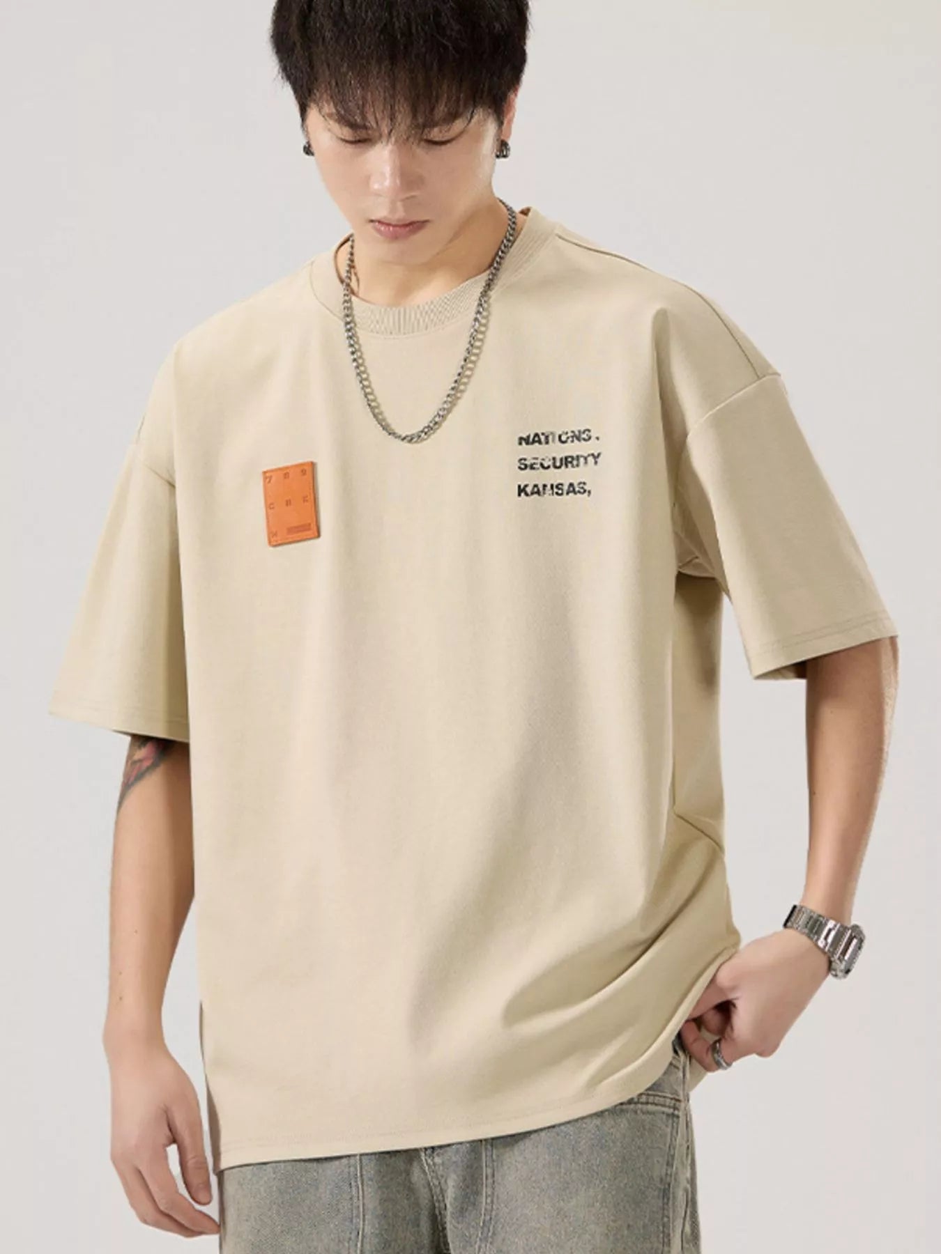 Round Neck Short Sleeve T-Shirt Plus Size in Classic in Black for Men