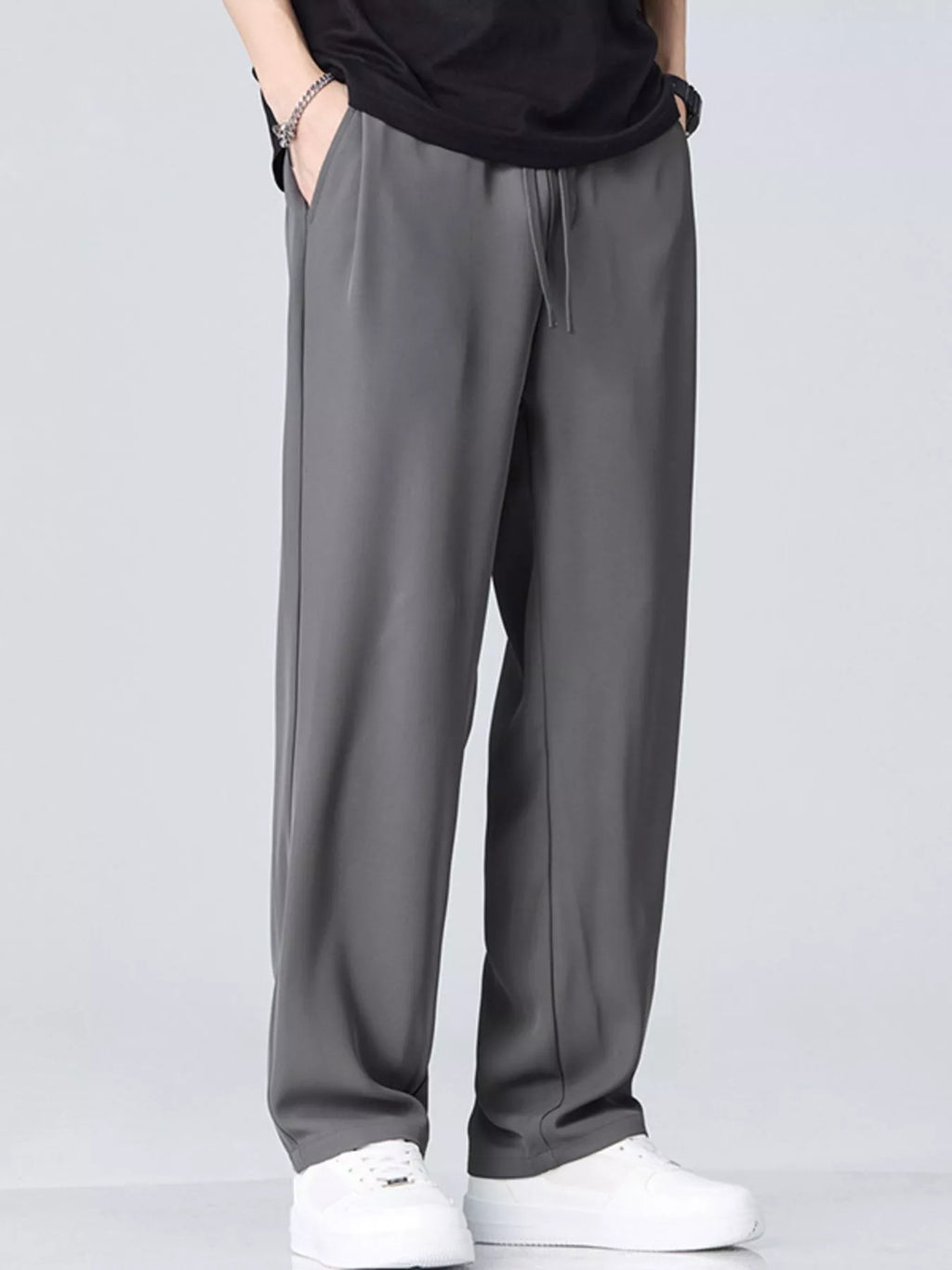 Wide Leg Pants in Dark Gray for Men