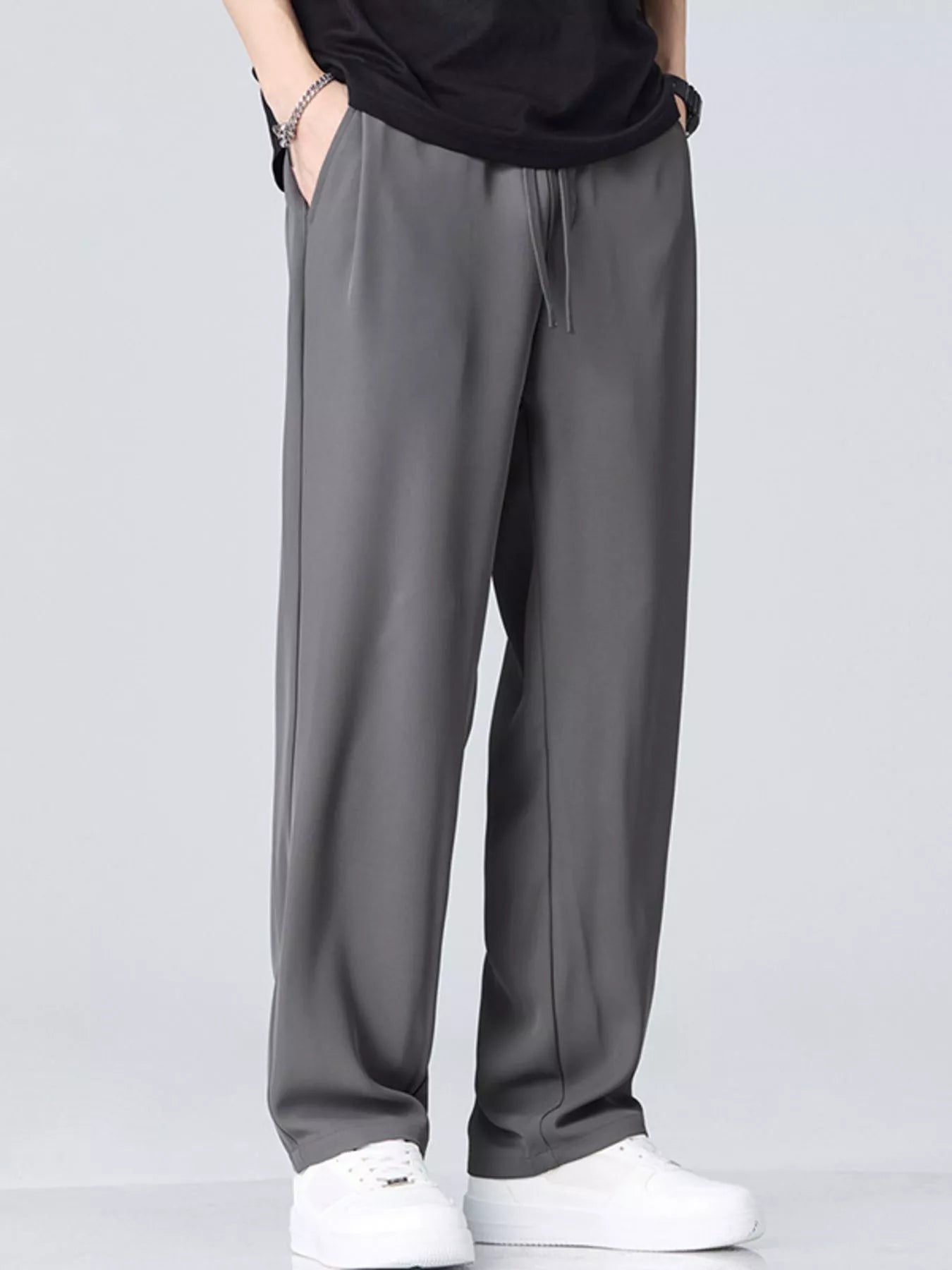 Wide Leg Pants in Dark Gray for Men
