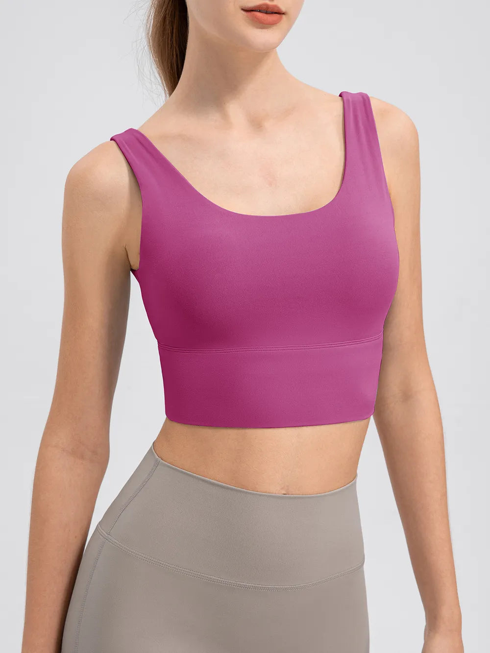Scoop Neck Wide Strap Active Tank in Caramel for Women