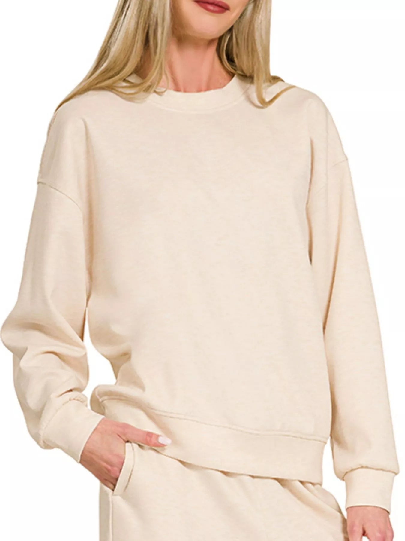 Scuba Crewneck Pullover and Pants Set in H Beige for Women
