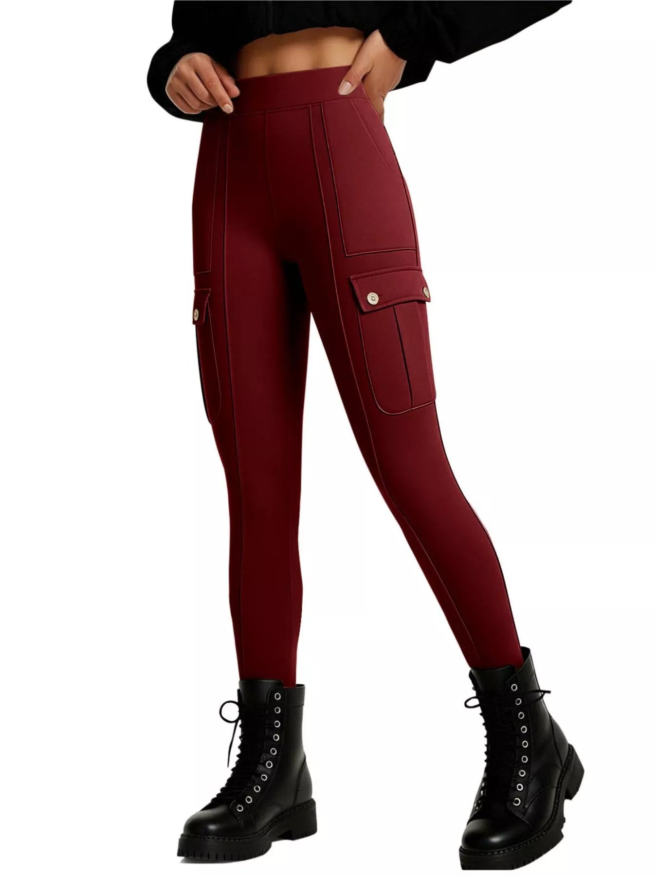High Waist Active Pants in Black in Khaki for Women
