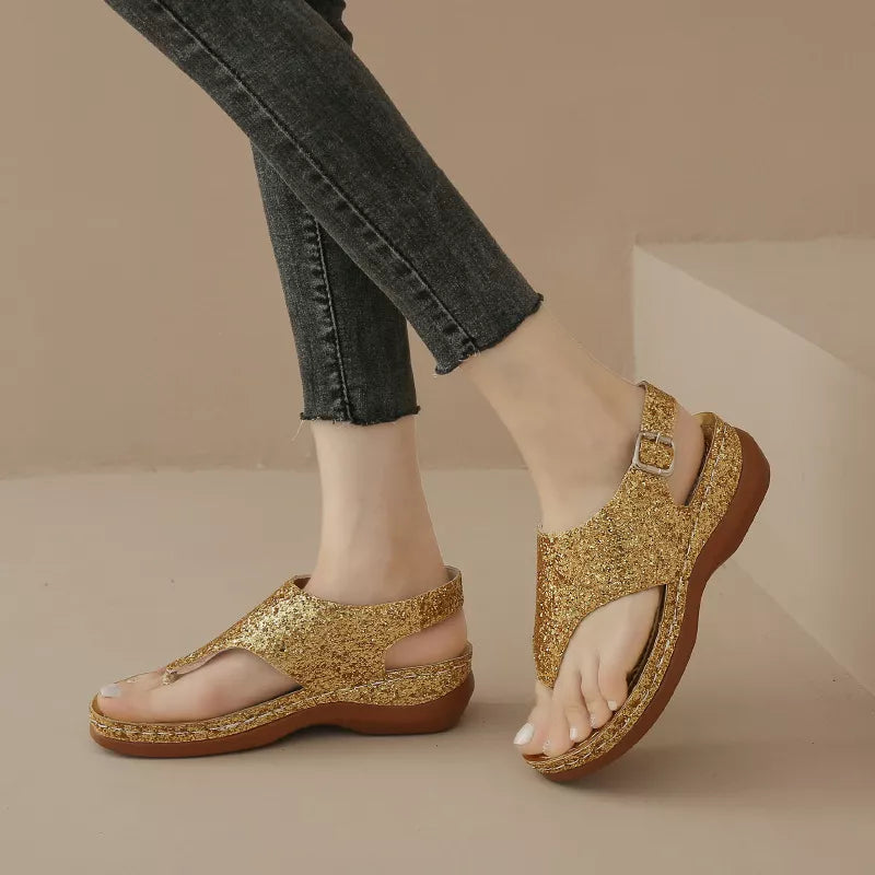 Toe Post Wedge Sandals in Playing Cards for Women