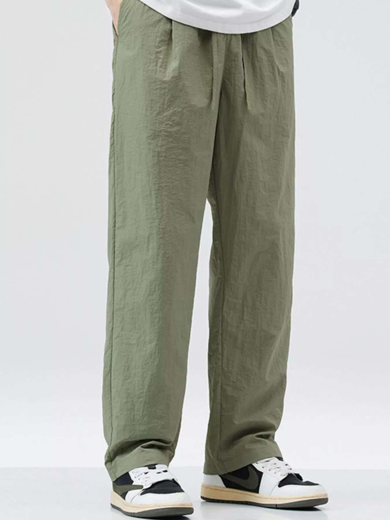 Lightweight Wide Leg Casual Pants Plus Size in Dark Gray for Men