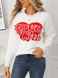 Valentines Day Love Club Heart Graphic Sweater in White for Women