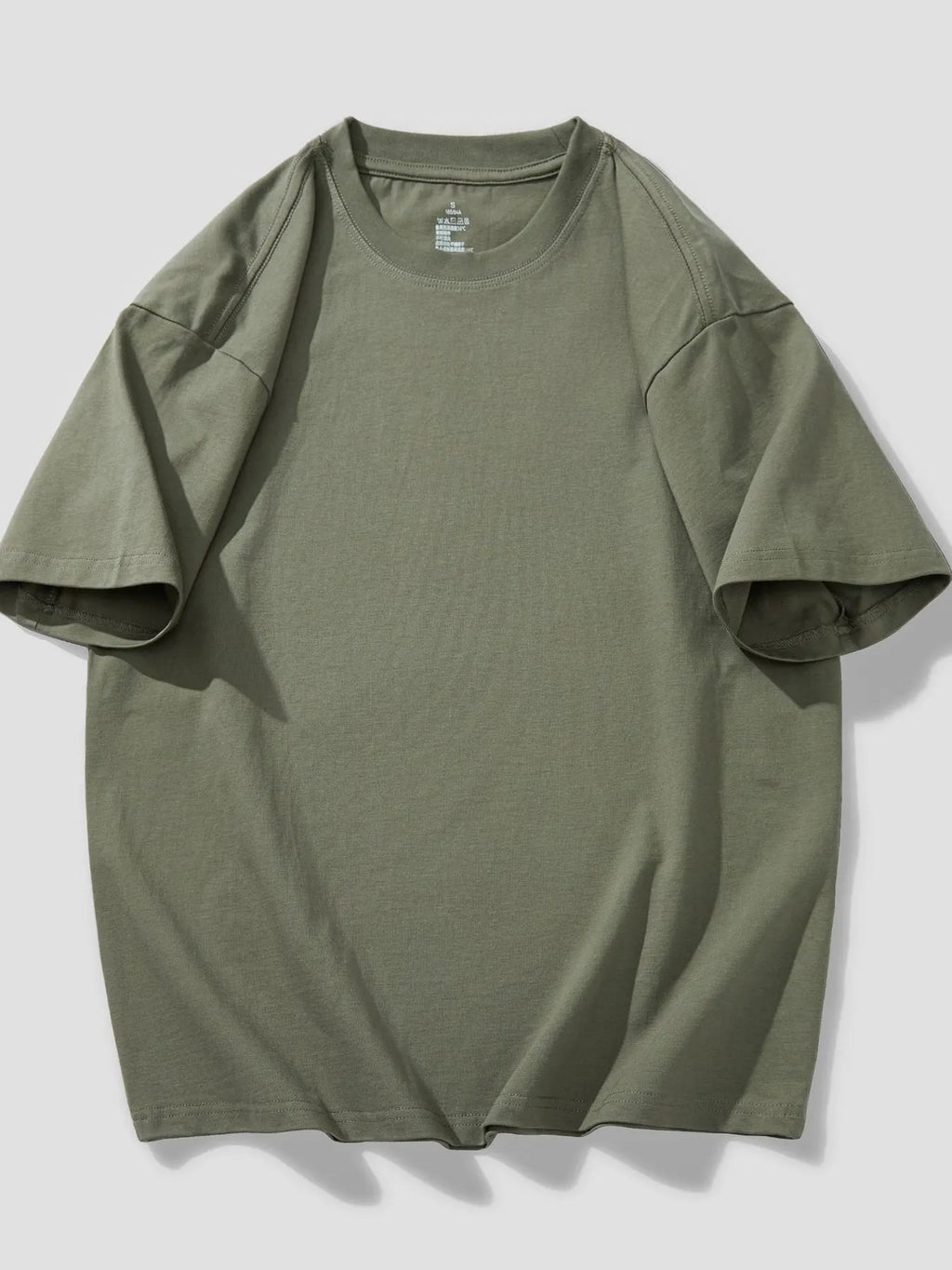 Round Neck Short Sleeve T-Shirt Plus Size in Black in White for Men