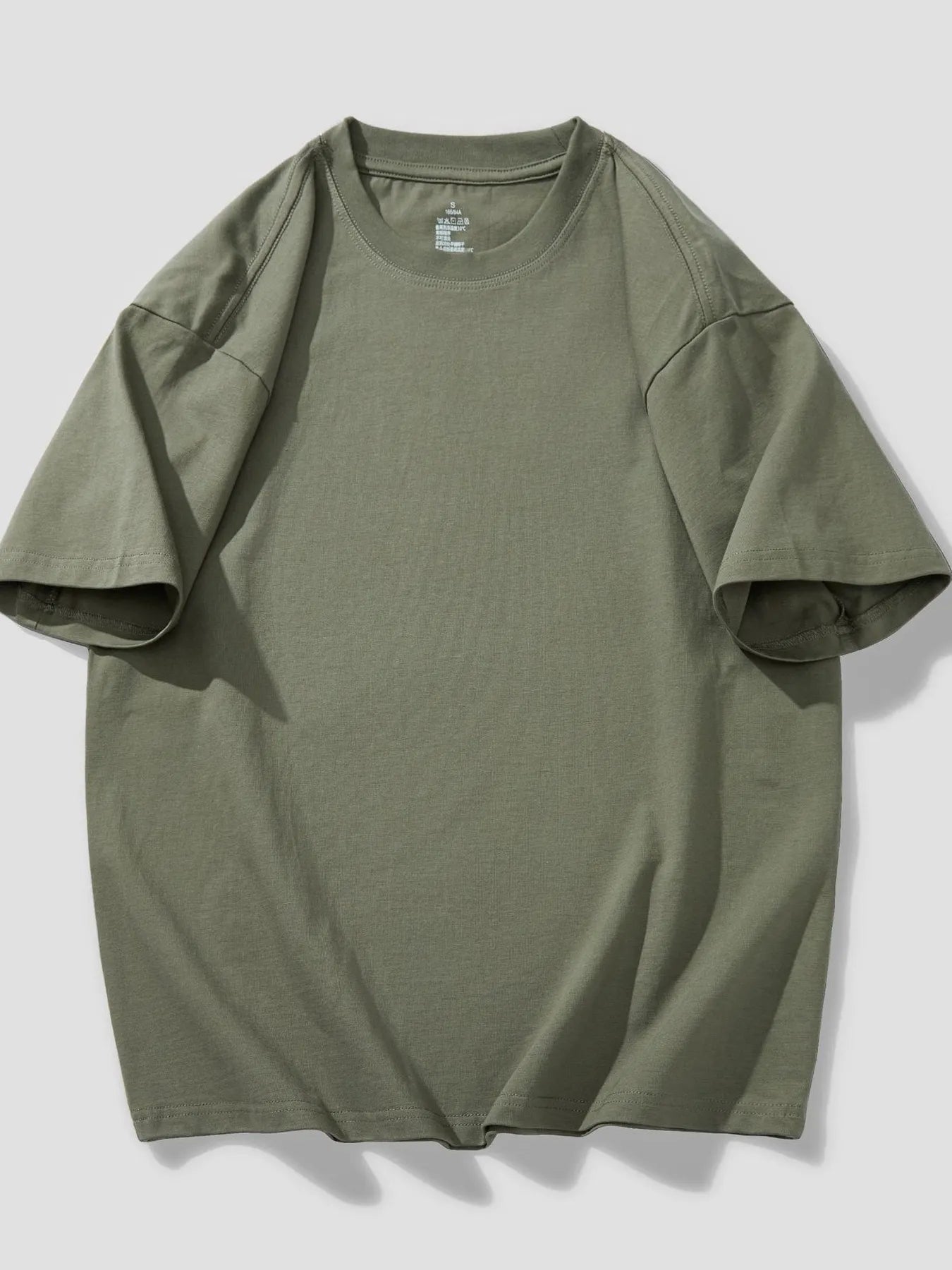Round Neck Short Sleeve T-Shirt Plus Size in Black in White for Men