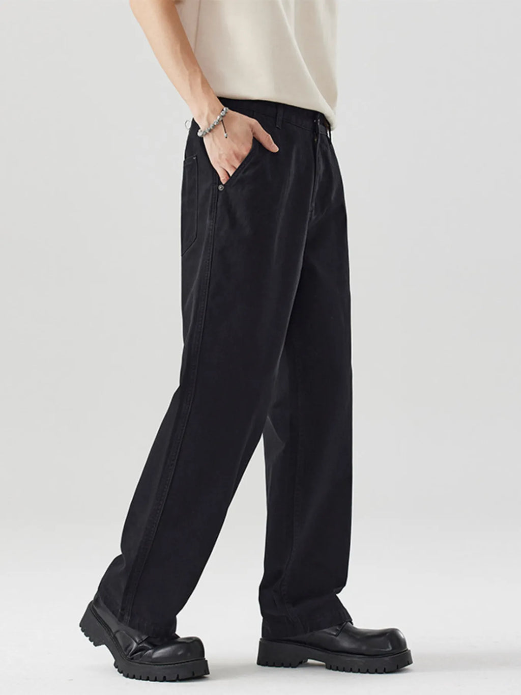 Relaxed Fit Pants in Black for Men