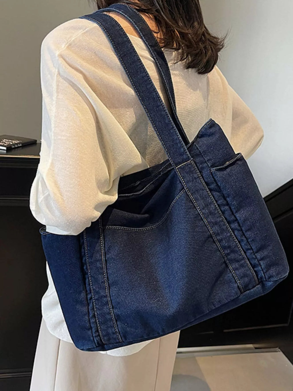 Denim Tote Shoulder Bag for Women