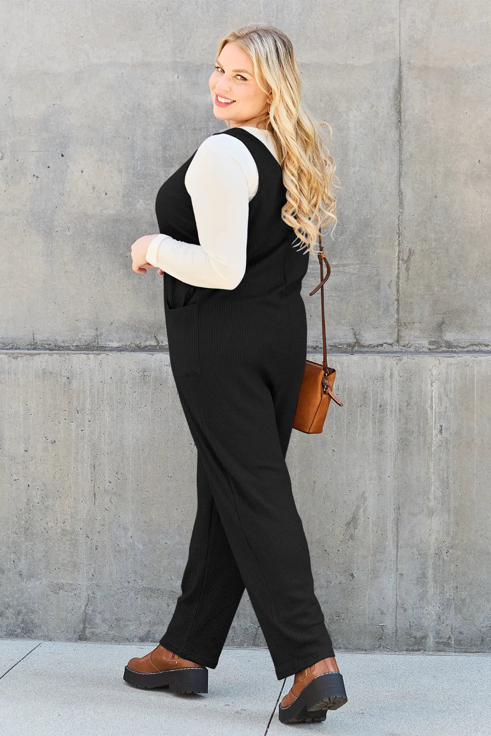 Plus Size Sleeveless Straight Jumpsuit for Women