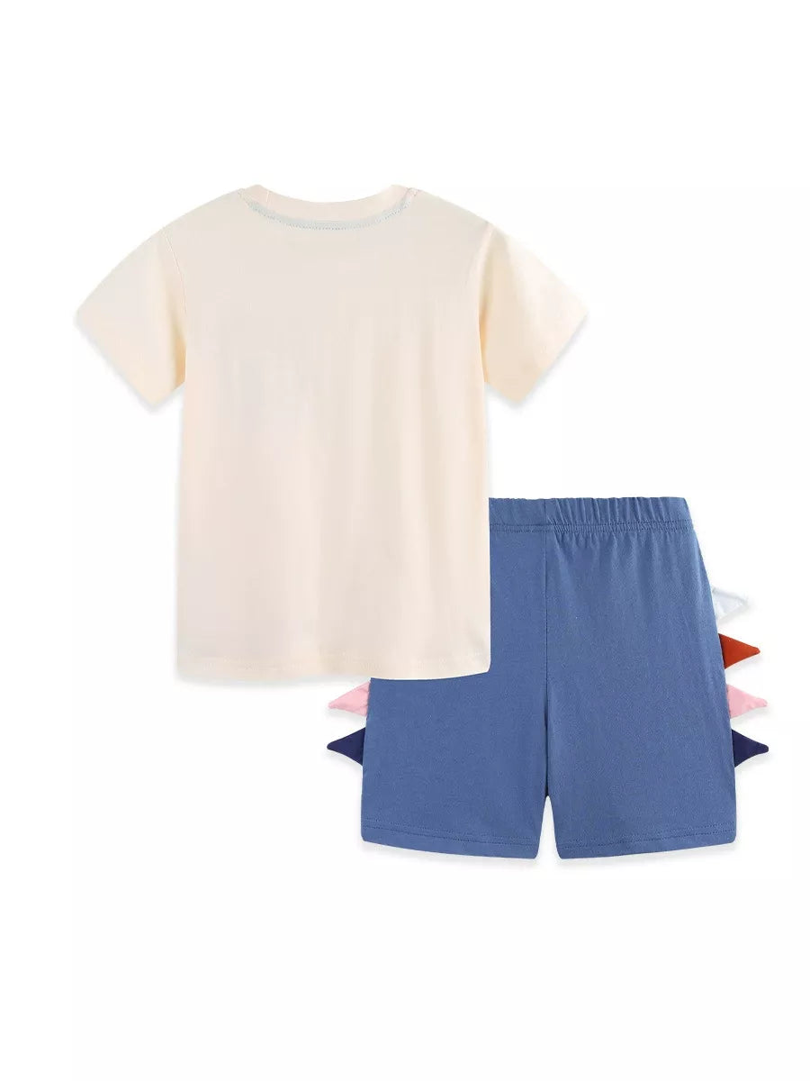 Dinosaur Round Neck Tee and Shorts Set in 2315 for Boys