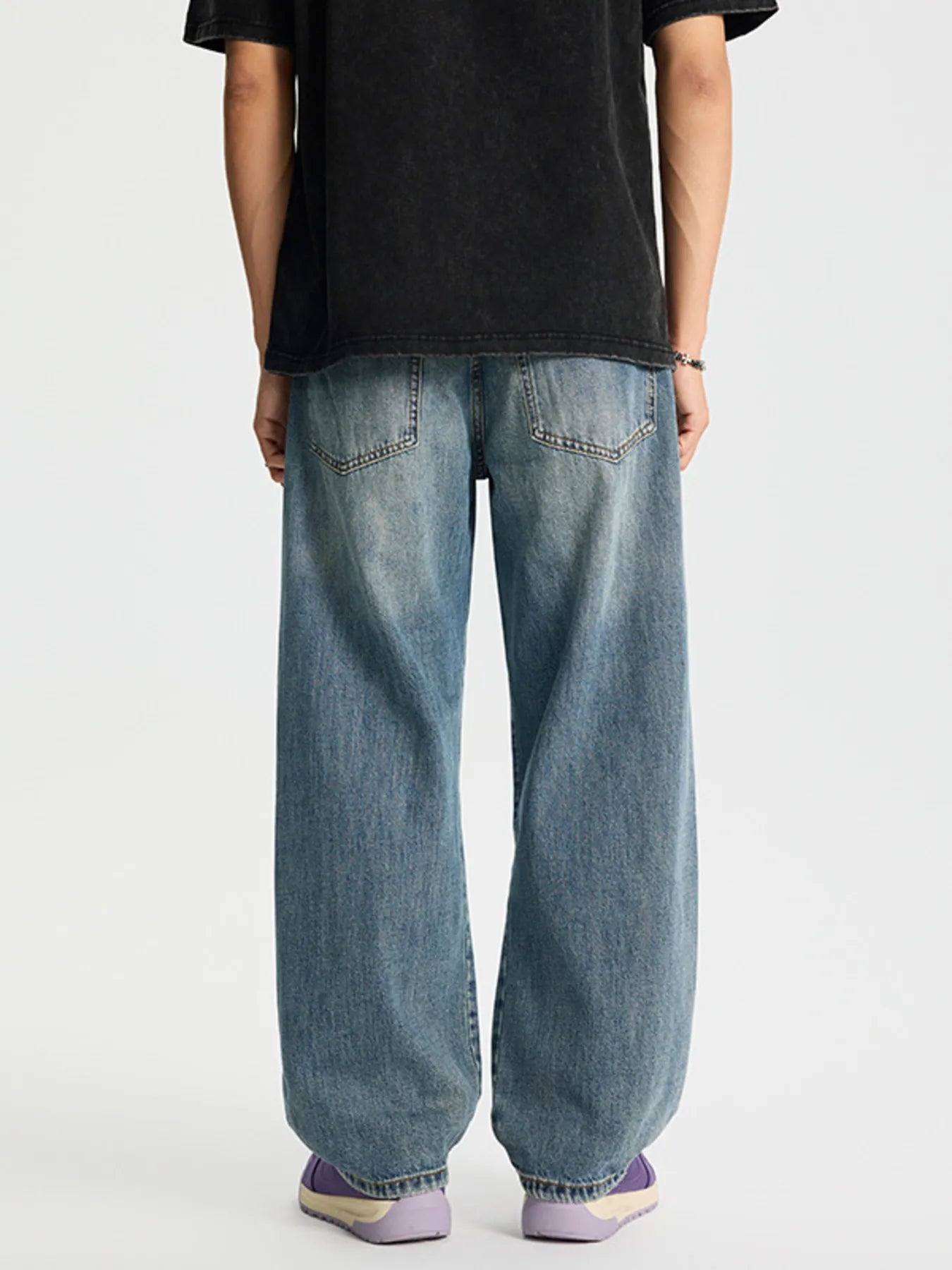 Distressed Relaxed Fit Baggy Jeans Plus Size in Blue for Men