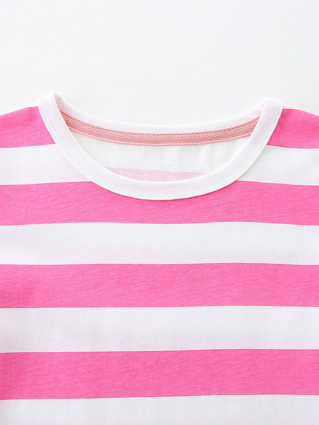 Bee Embroidered Striped Casual Dress in Pink for Girls