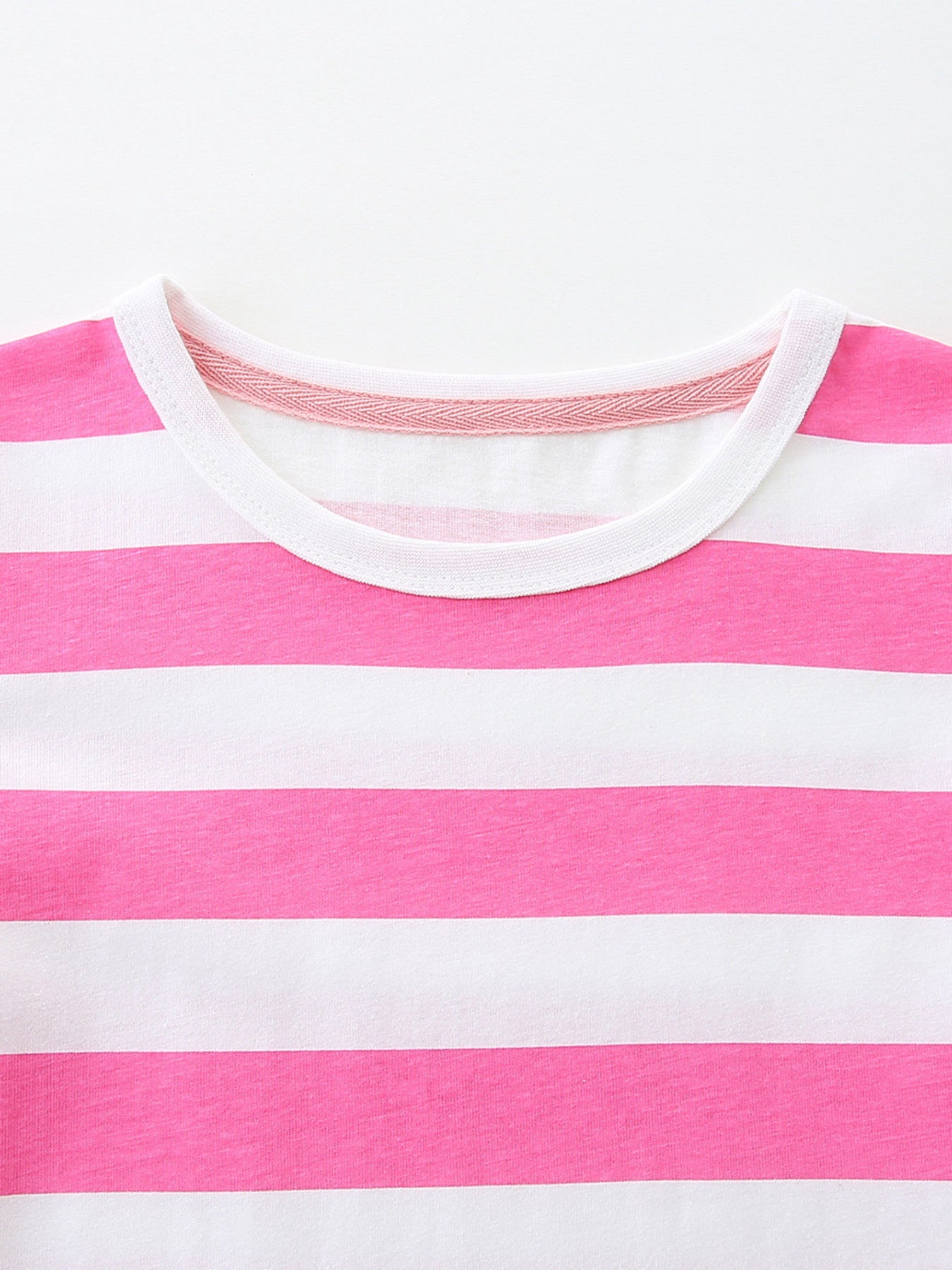 Bee Embroidered Striped Casual Dress in Pink for Girls