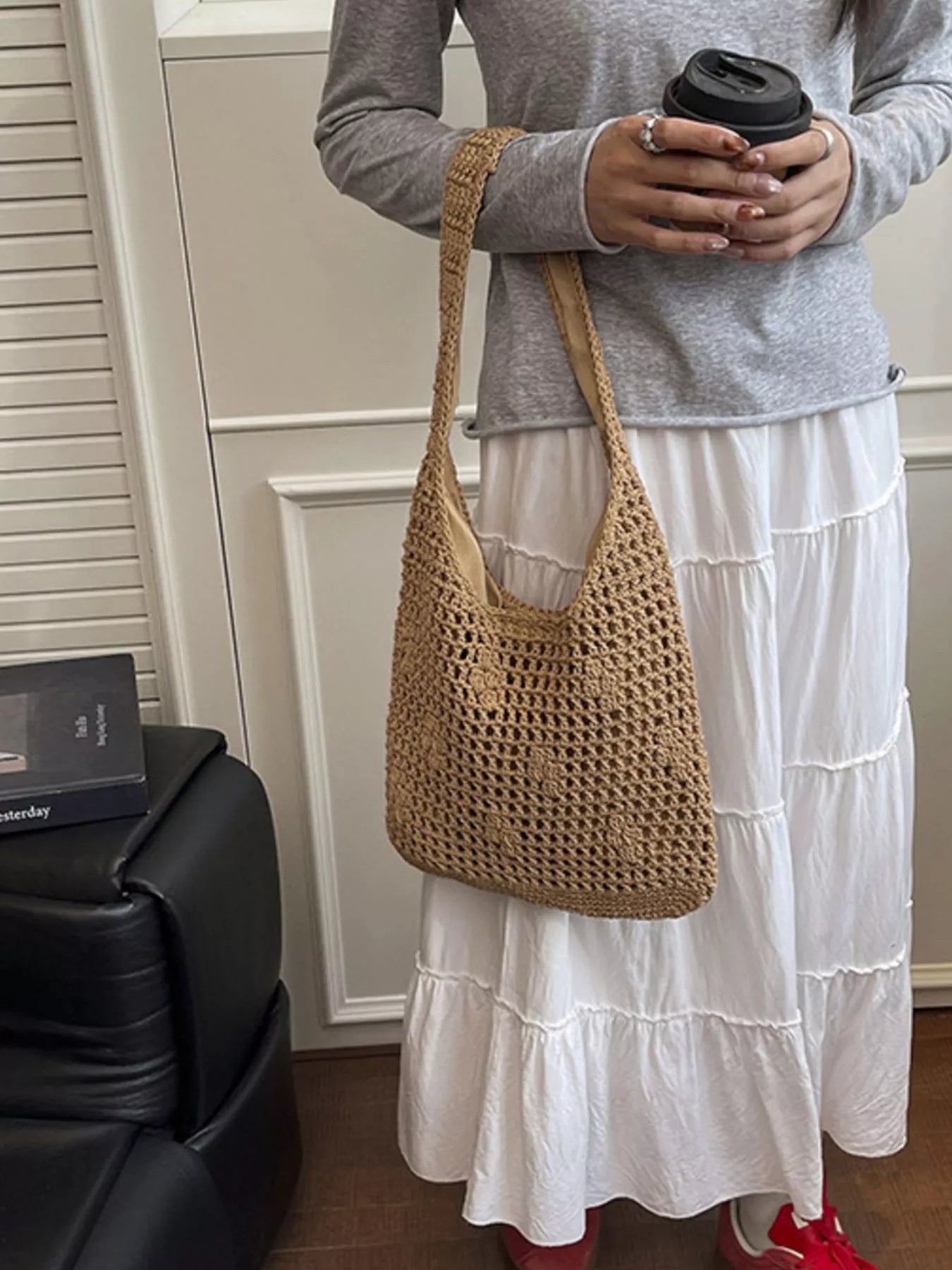 Knitted Crochet Shoulder Bag for Women