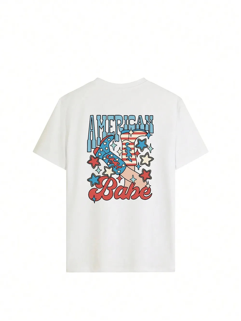 Graphic Round Neck Half Sleeve T-Shirt in White for Women