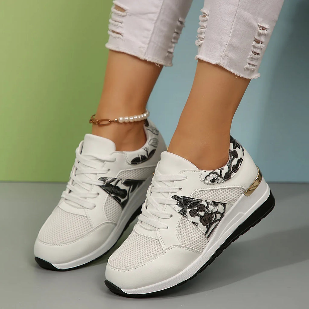 Floral Mesh Wedge Athletic in Green for Women