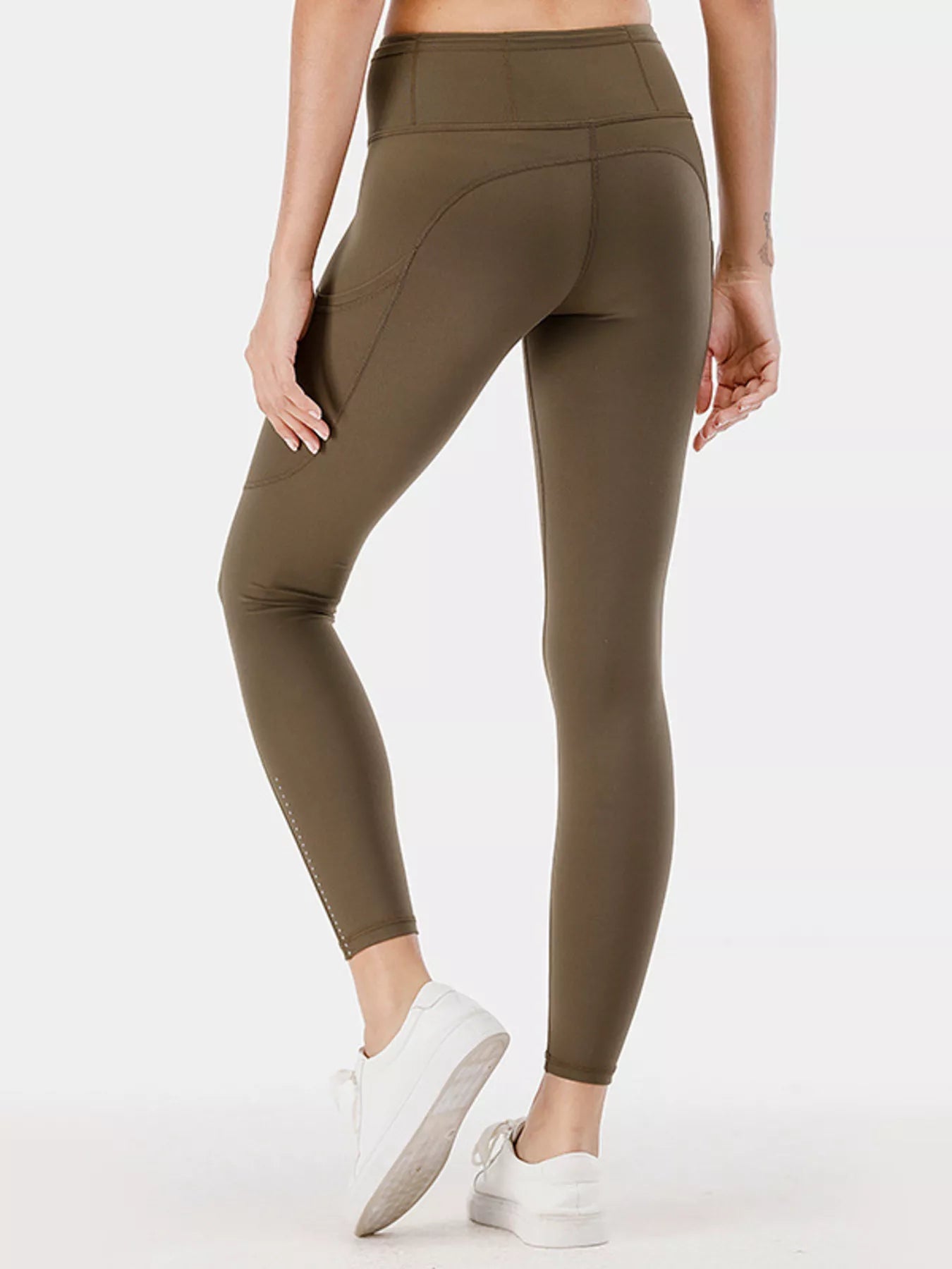 High-Waisted Active Leggings with Pockets Plus Size in Olive for Women
