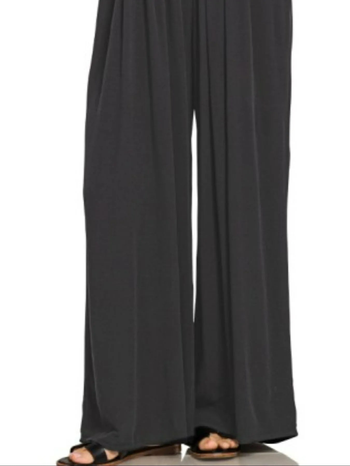 Woven Rayon Crepe Wide Leg Overalls in Black for Women