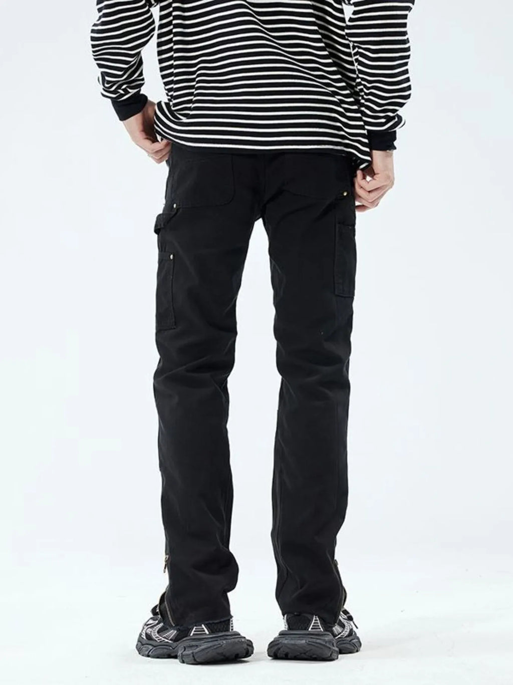 Wide Leg Jeans in Black for Men