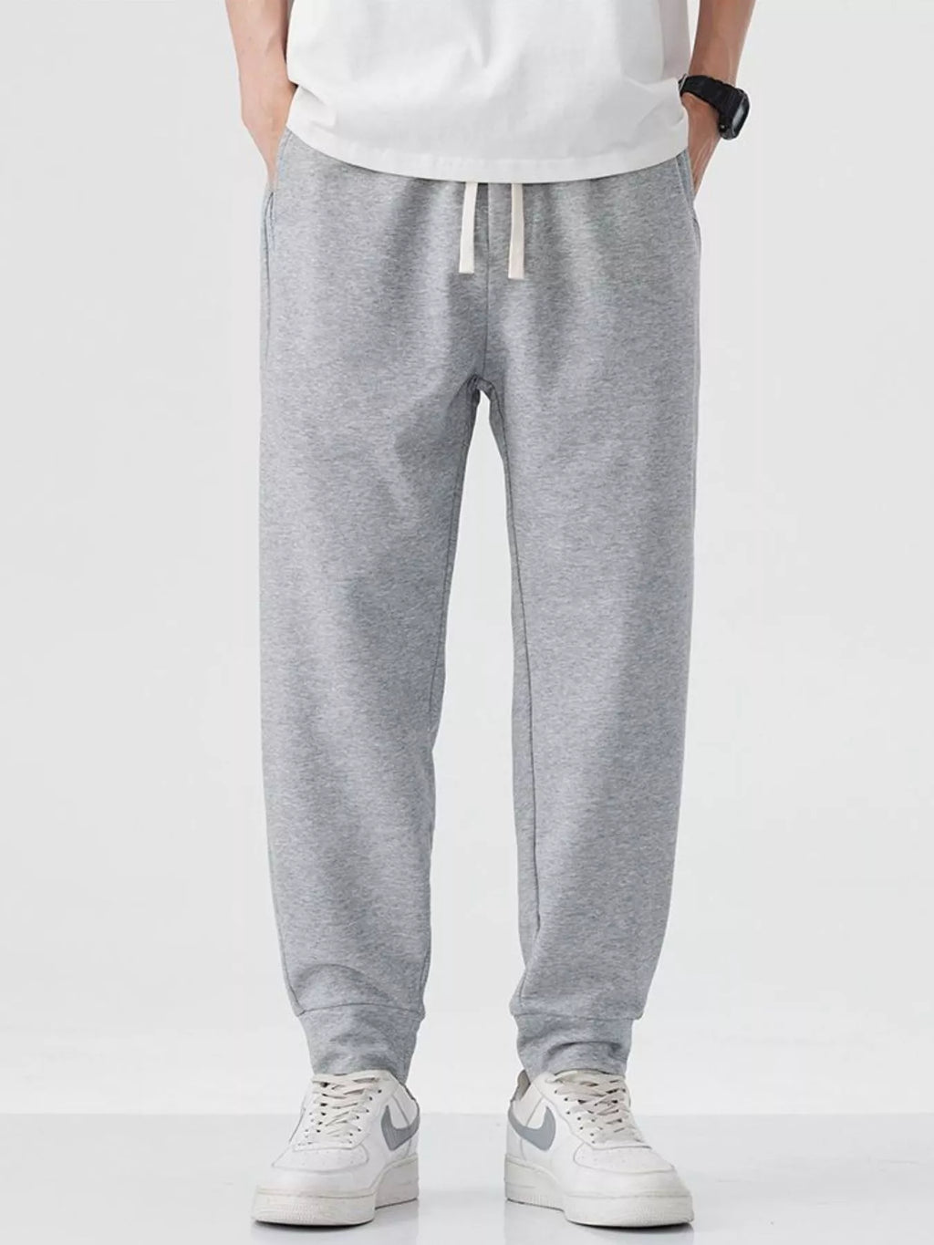 Casual Drawstring Joggers in Gray for Men