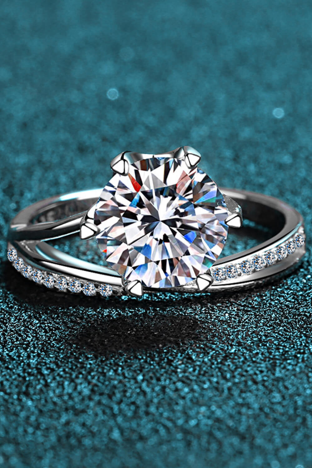 3 Carat Moissanite 6-Prong Ring in Silver for Women