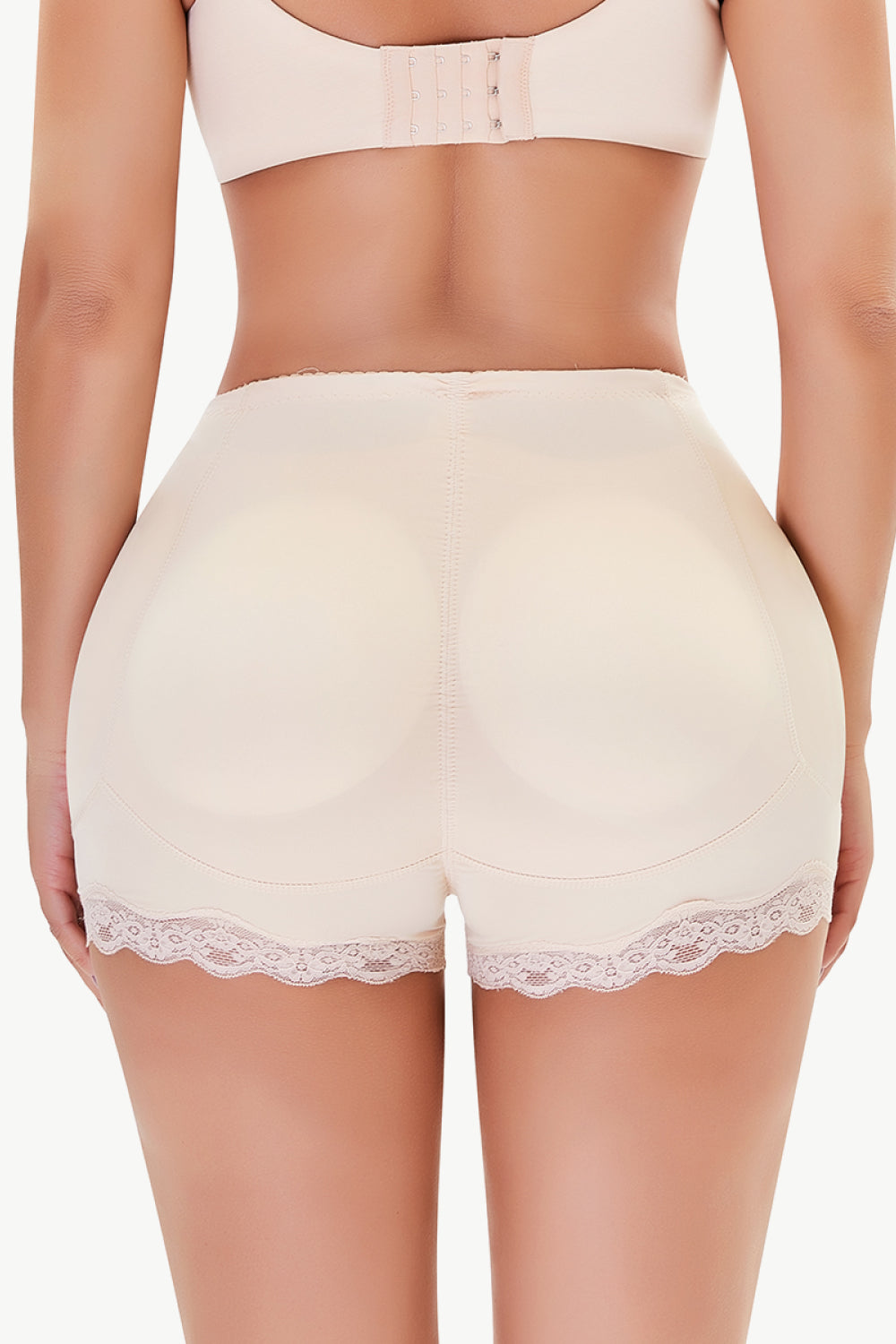 Plus Size Lace Trim Shaping Shorts in Black for Women