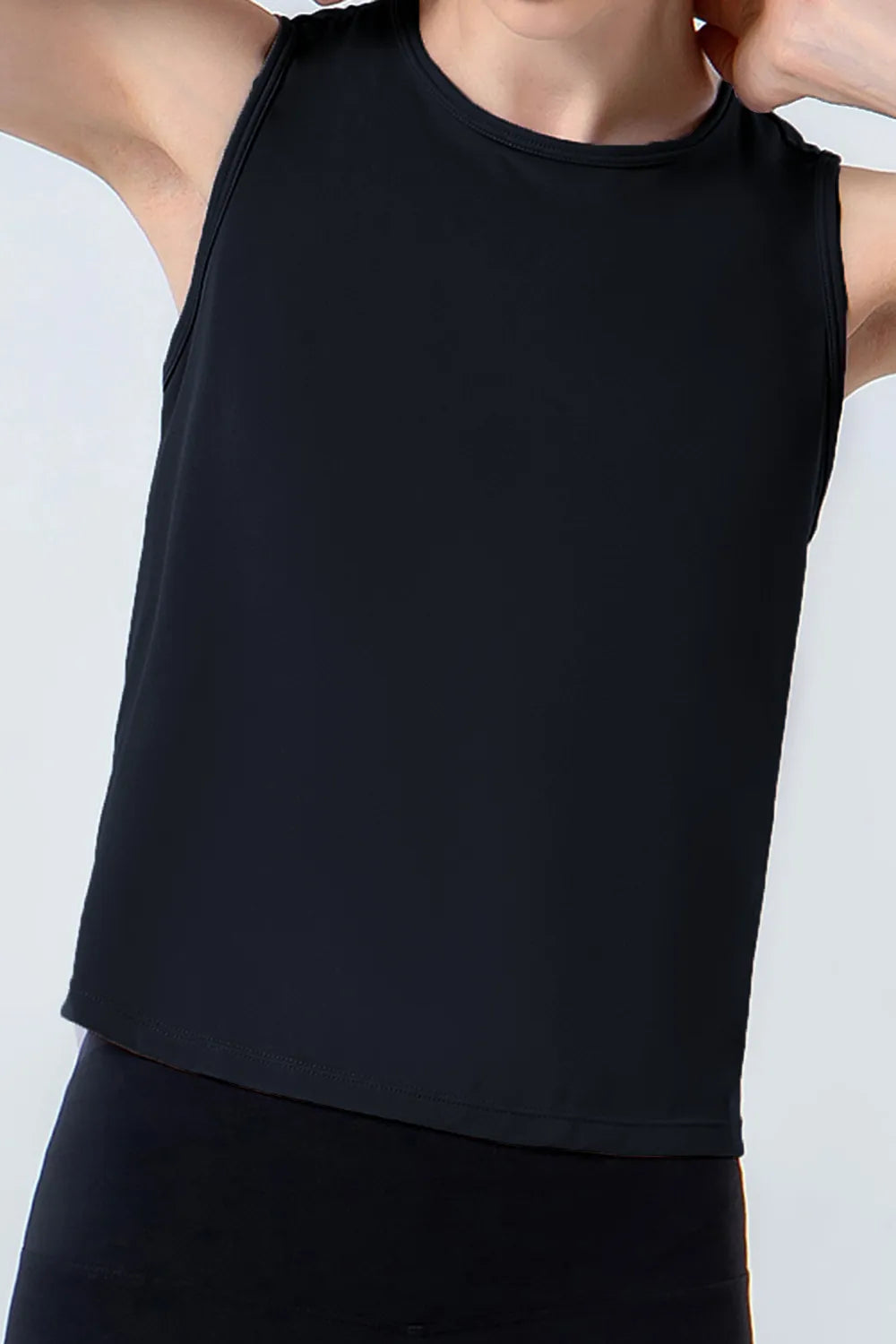 Round Neck Active Tank in Light Green for Women