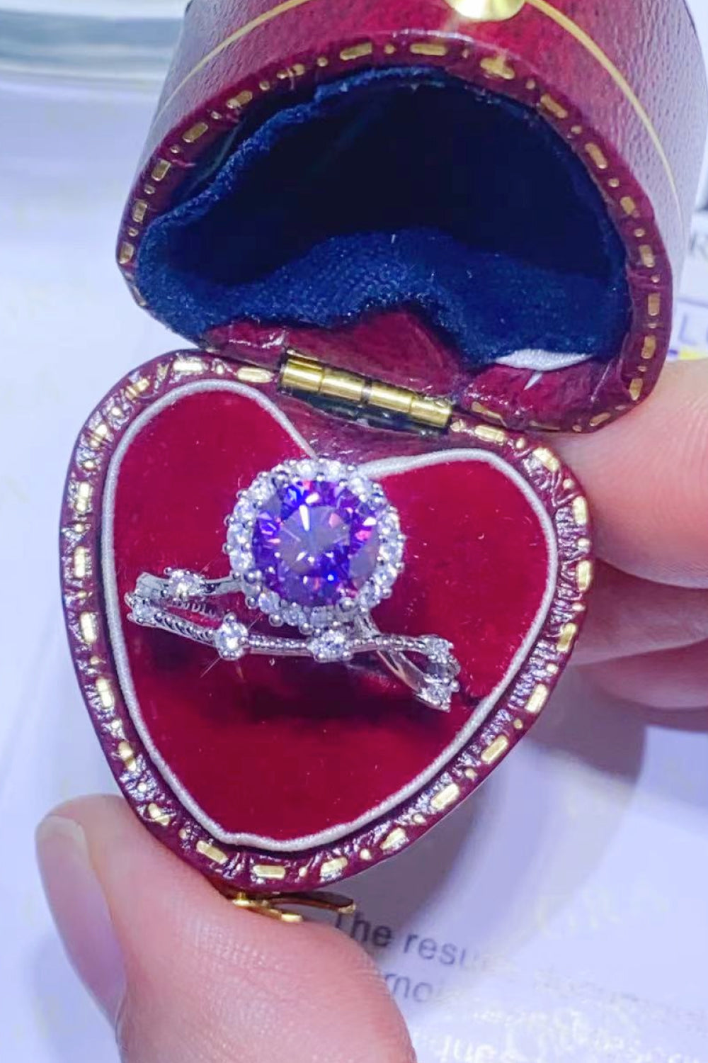1 Carat Moissanite 925 Sterling Silver Ring in Purple in Sky Blue for Women