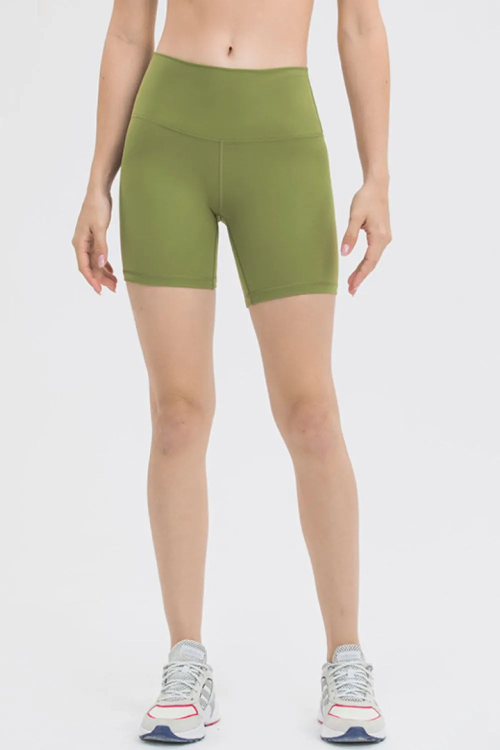 High Waist Training Shorts in Lime for Women