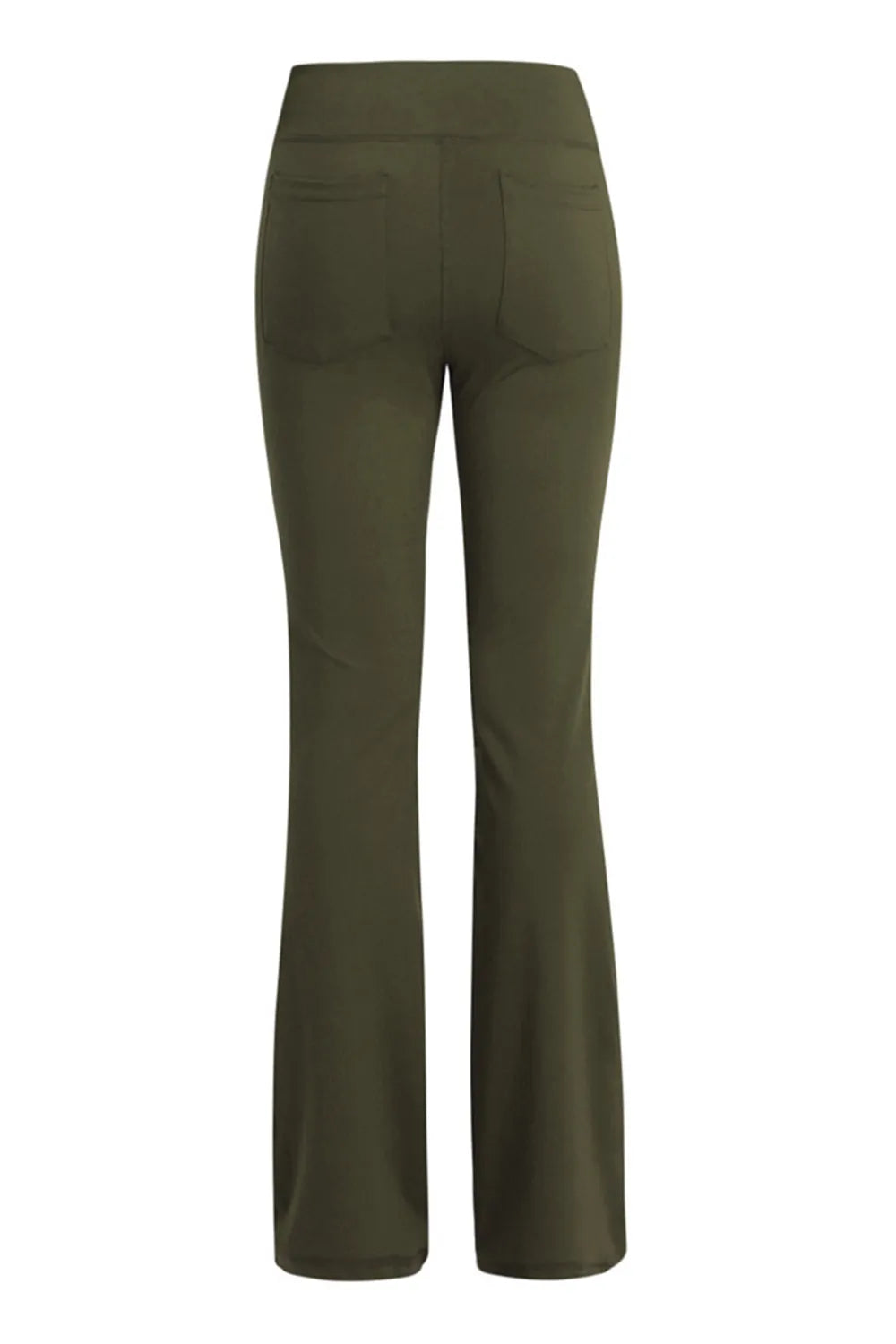 Pocketed High Waist Active Pants in Army Green for Women