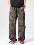 Wide Leg Cargo Pants Plus Size in Coffee for Men
