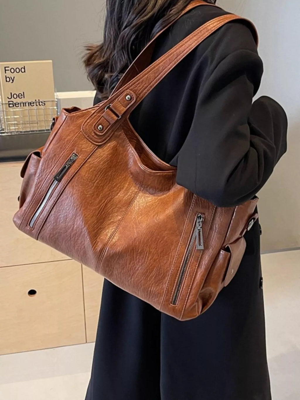 Vintage Style Zipper Front Handbag for Women