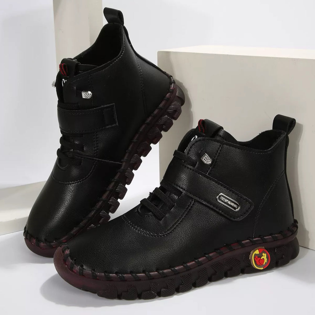 Lace Up Platform Ankle Boots in Black for Women
