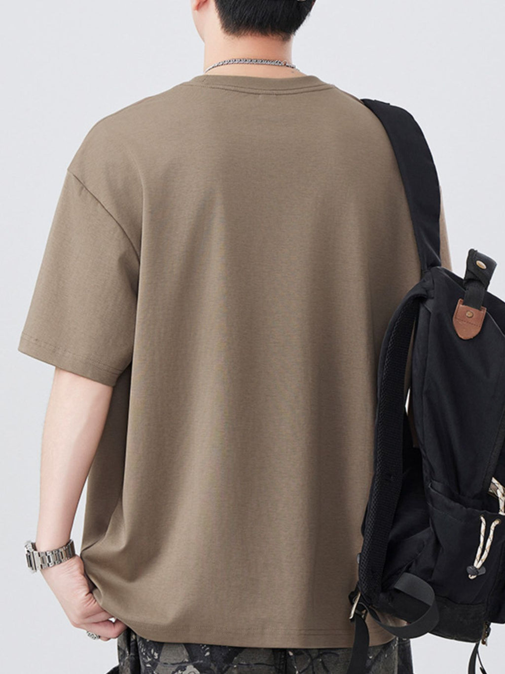 Plus Size Round Neck Short Sleeve T-Shirt in Classic in Black for Men