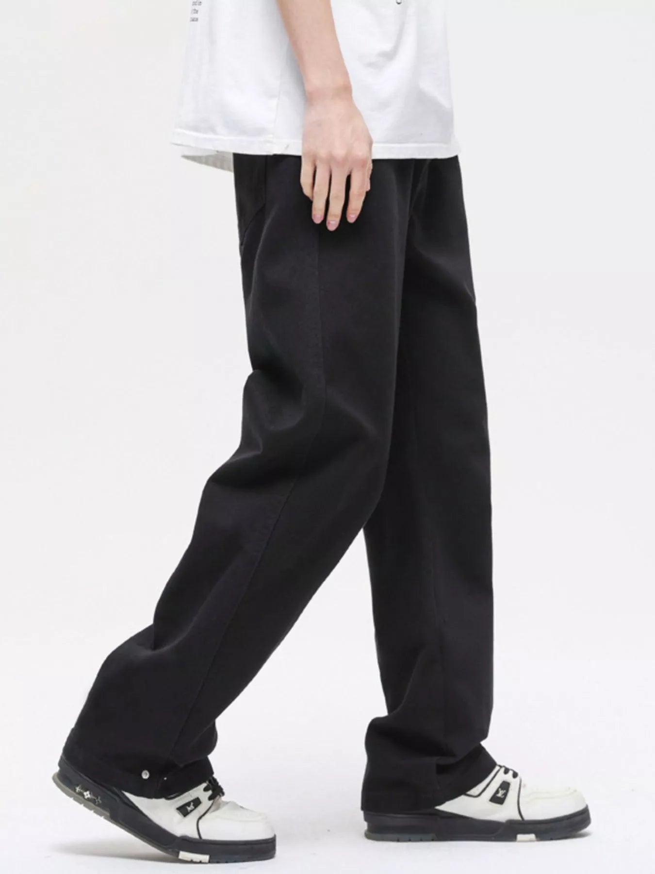 Washed Wide Leg Jeans Plus Size in White for Men