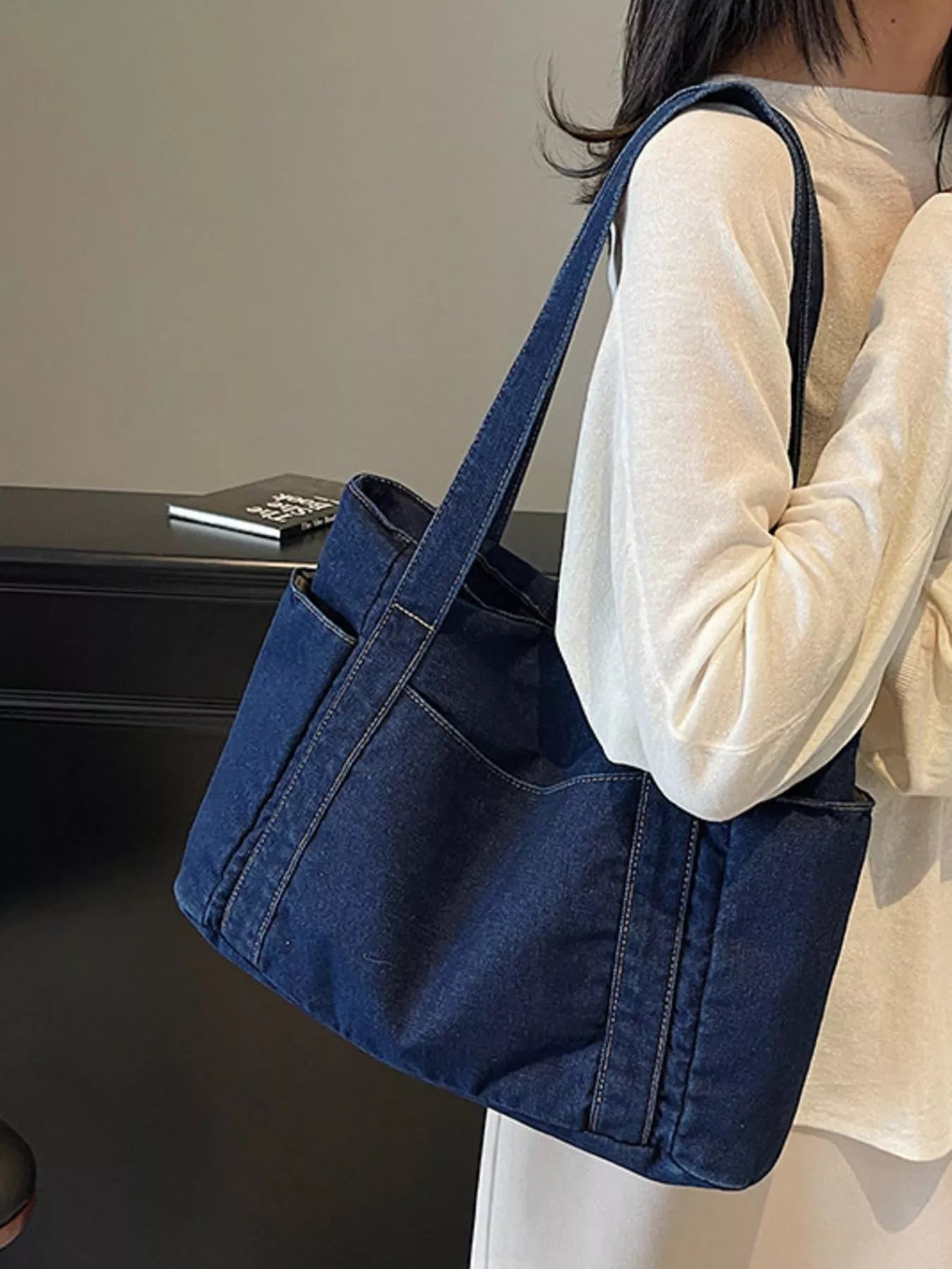 Denim Tote Shoulder Bag for Women