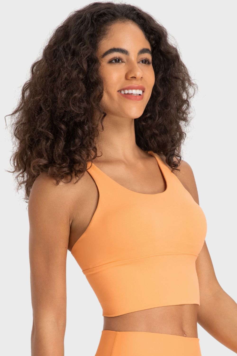 Crisscross Back Ladder Detail Sports Bra in Sherbet for Women