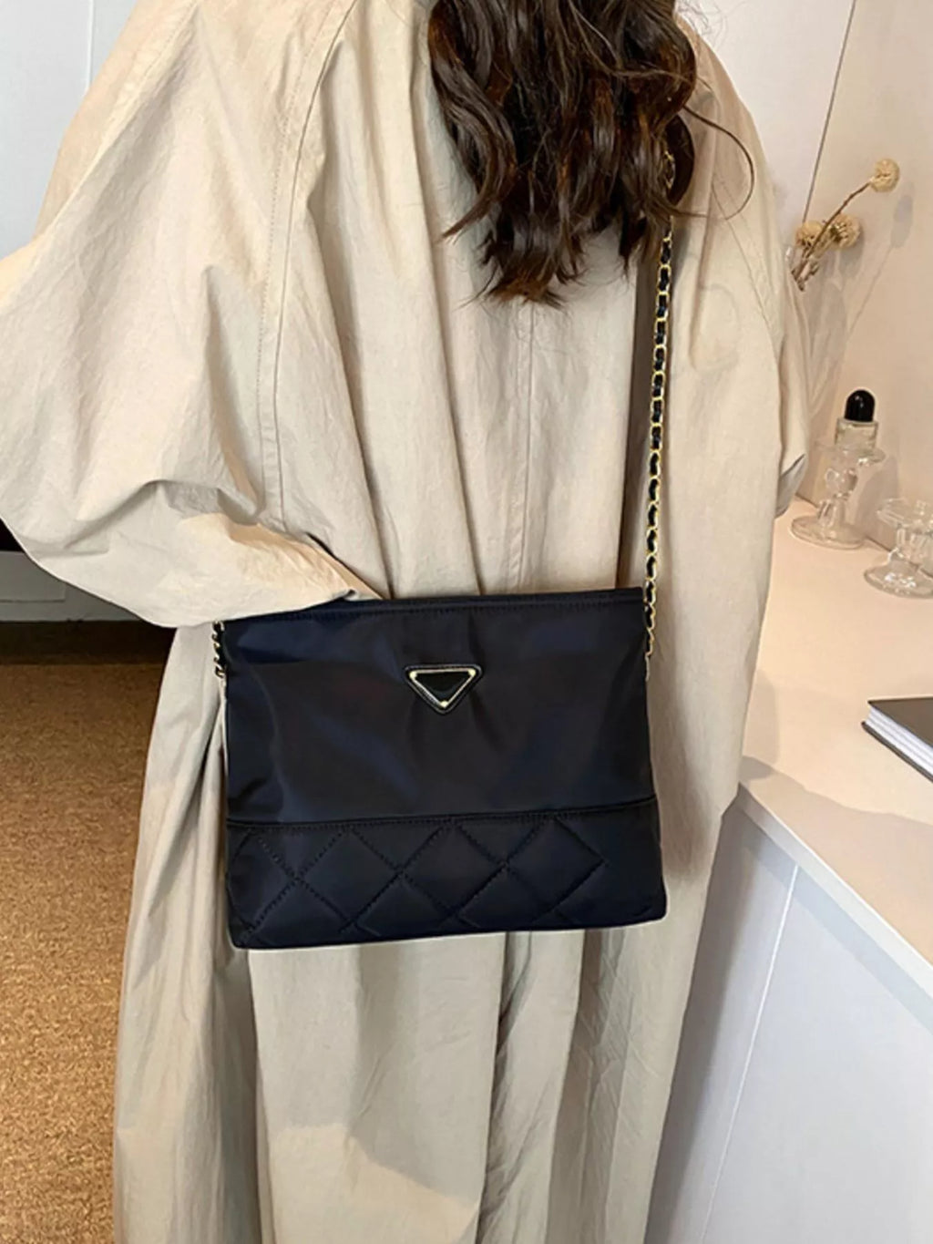 Quilted Crossbody Bag with Chain Strap for Women