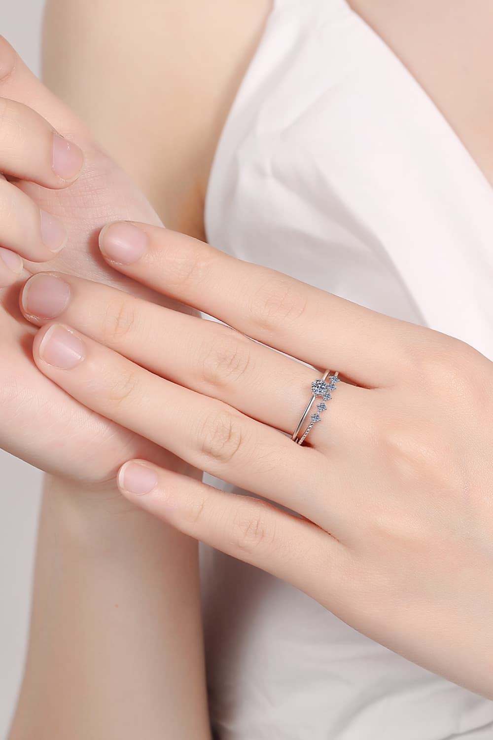 Moissanite 925 Sterling Silver Two-Piece Ring Set for Women
