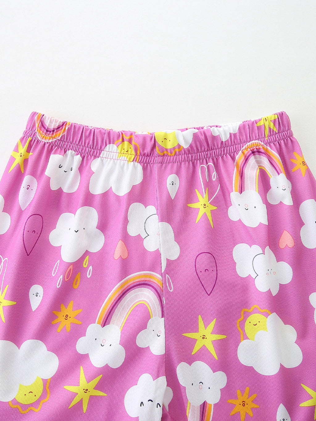 Rainbow Cloud Print Tee and Shorts Set in Multicolor for Girls