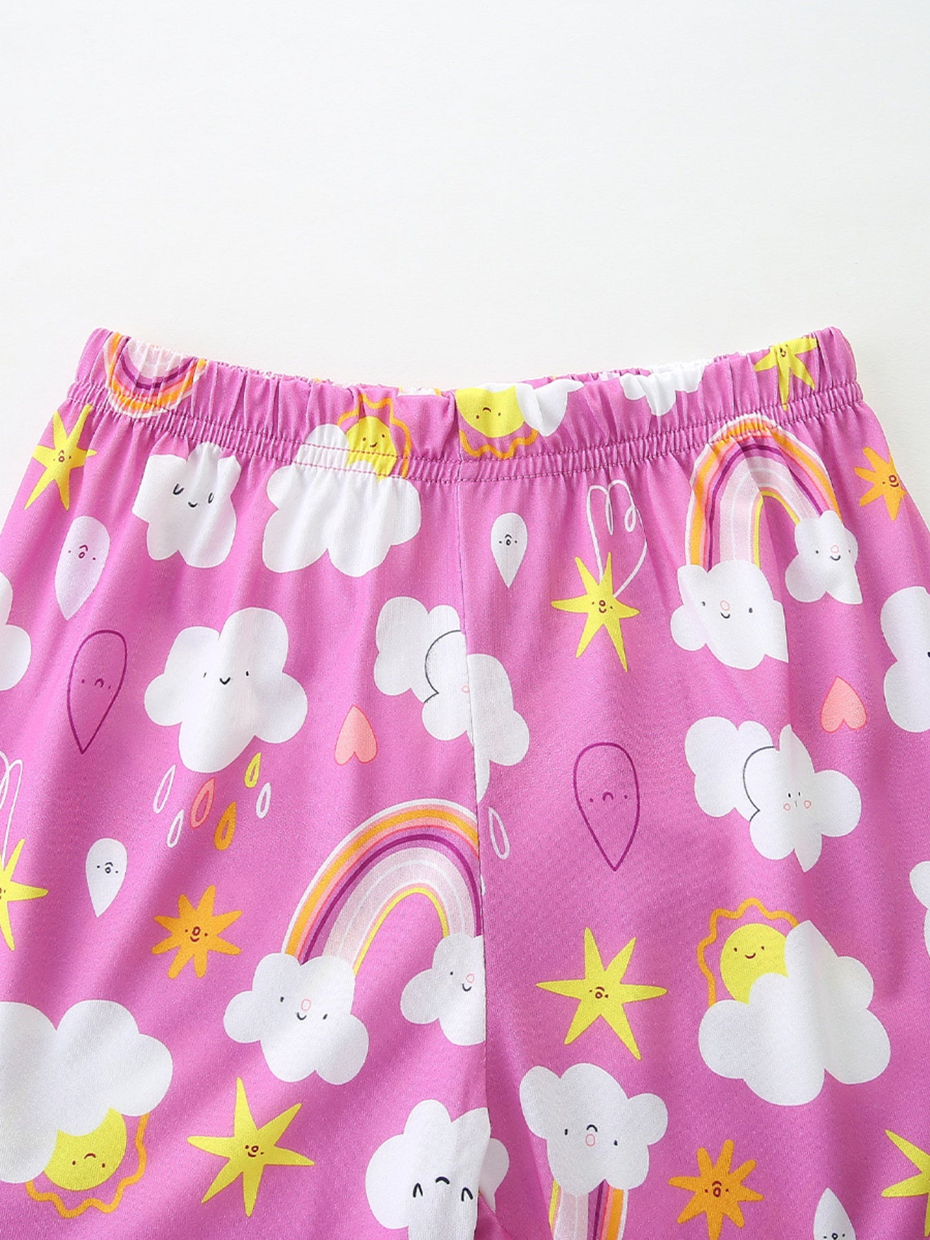 Rainbow Cloud Print Tee and Shorts Set in Multicolor for Girls