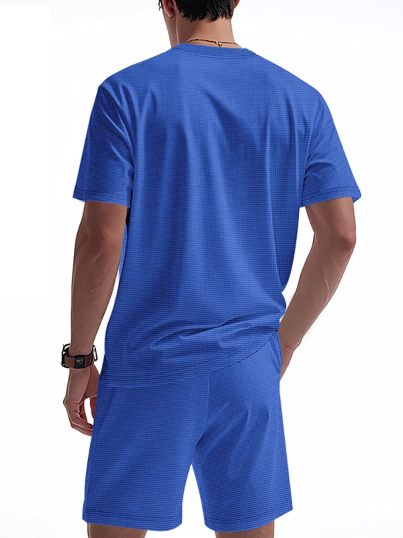 Casual Striped Short Sleeve T-Shirt and Shorts Set Plus Size in Light Gray for Men