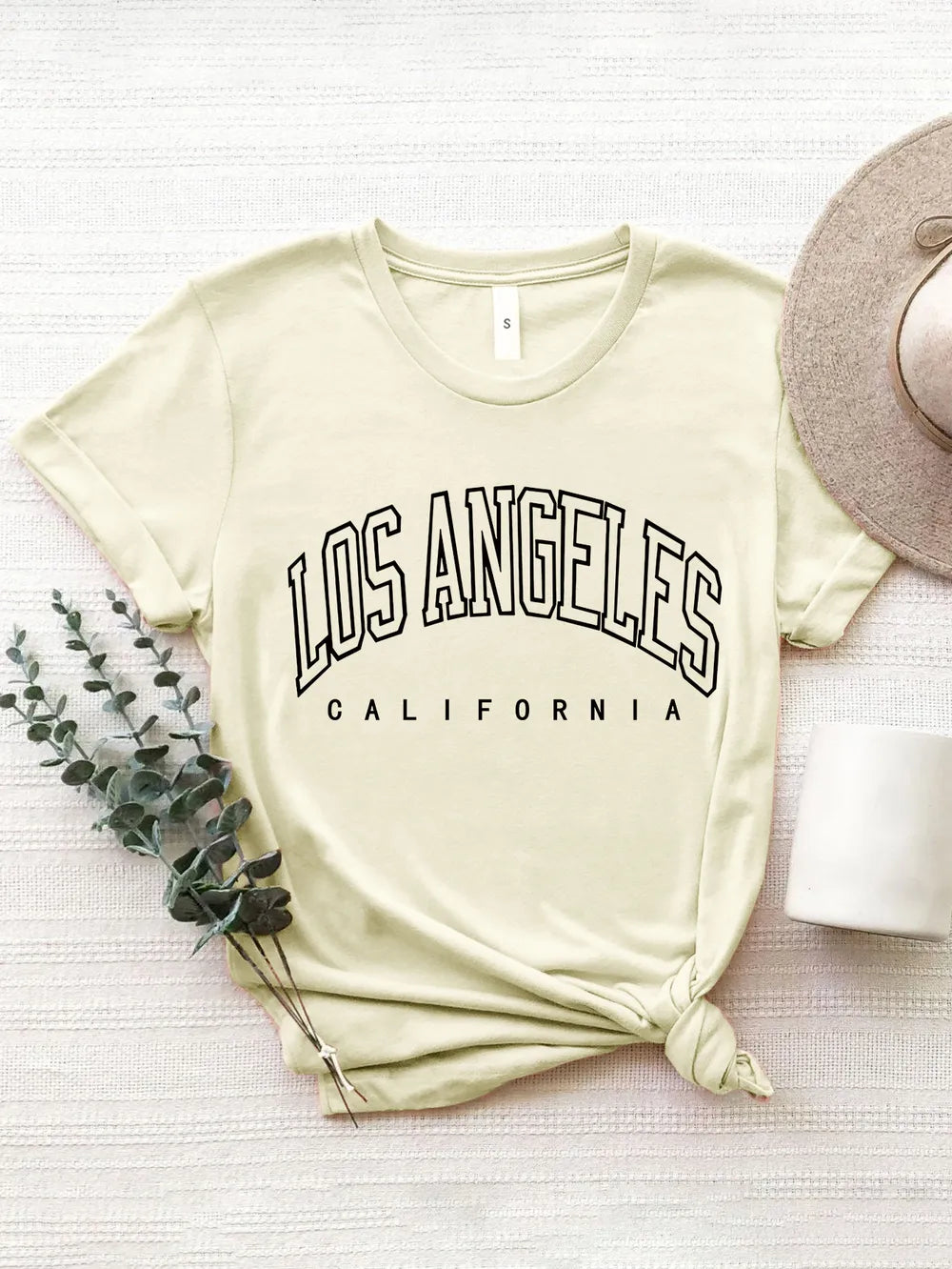 Los Angeles California Round Neck T-Shirt in Aqua for Women