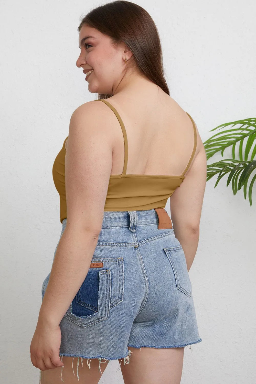 Round Neck Slim Cami Plus Size in Dark Gray for Women